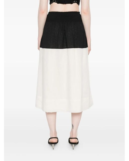 Sea Black Two-Tone Midi Skirt