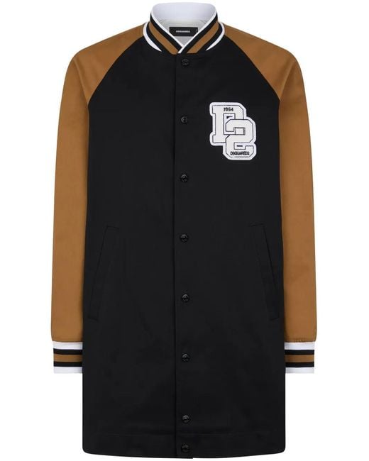 DSquared² Black Logo-Appliqué Varsity Coat for men