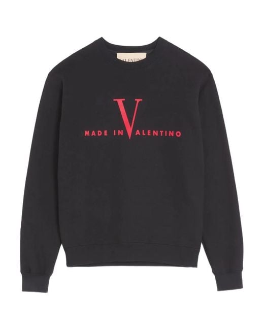 Valentino Garavani Blue Cotton Crew-Neck Sweatshirt With Made for men