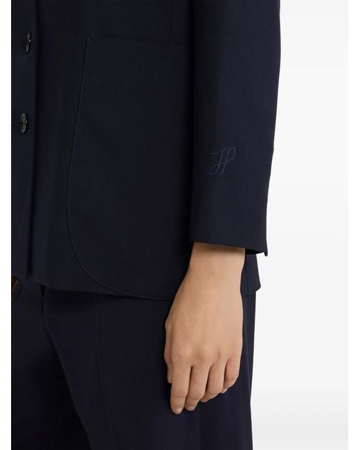 Patou Blue Collarless Twill Jacket