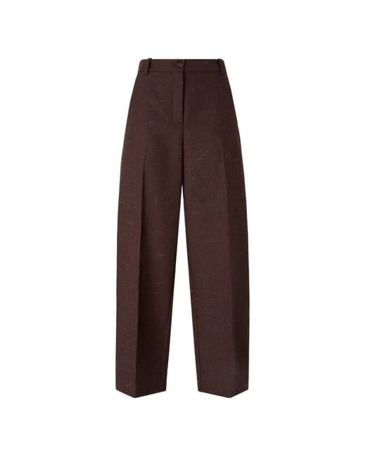 Pinko Brown Pressed-Crease Wide-Leg Trousers