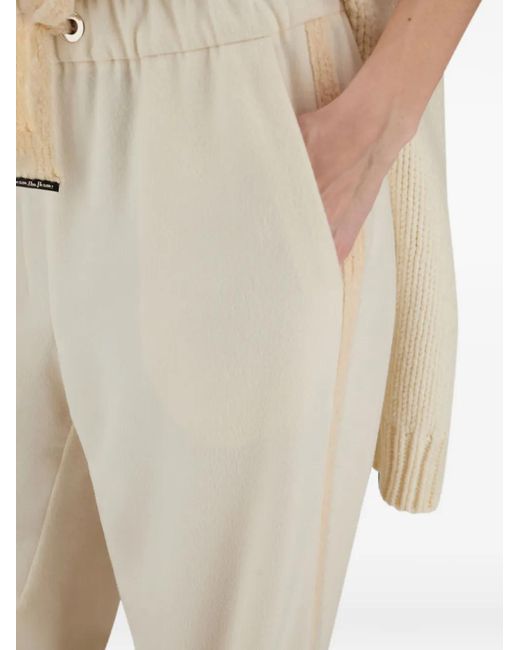 Herno White Resort Drawstring-Waist Wide-Leg Trousers