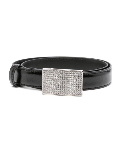 Alessandra Rich Black Crystal-embellished Leather Belt