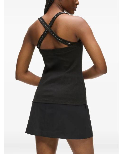 Karl Lagerfeld Black Studded Crisscross Tank Top