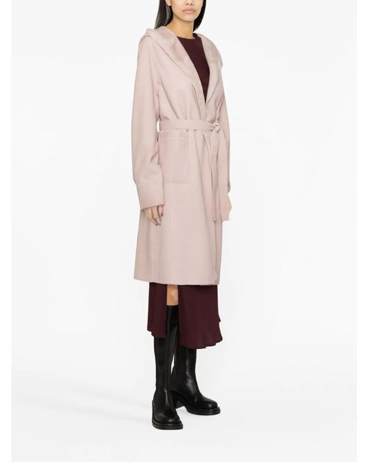 Blancha Natural Reversible Belted Shearling Coat