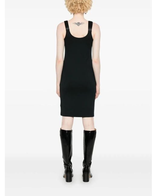 Vestido corto de canalé fino Helmut Lang de color Black
