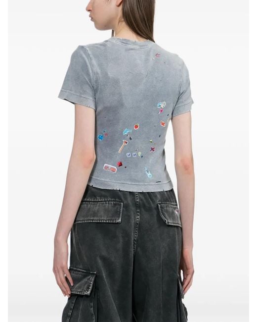 Maison Mihara Yasuhiro Gray Kids Sticker Short-Sleeve Appliquéd T-Shirt
