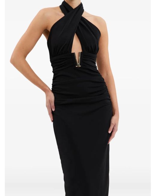 Rebecca Vallance Black Mischa Neckholder-Maxikleid