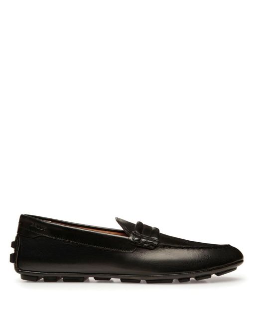 Bally Black Kerbs Leather Driving Loafers for men