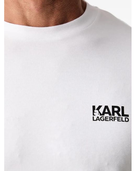 Karl Lagerfeld White Logo-Print Crew-Neck T-Shirt for men
