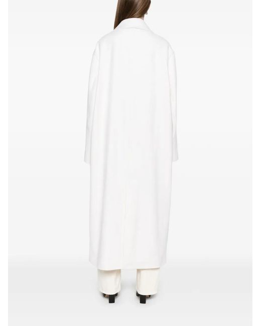 Totême White Double-Breasted Wool Coat