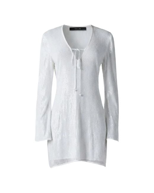 Toccin Gray Raine Flared Sequin-Embellished Flared-Sleeve Dress