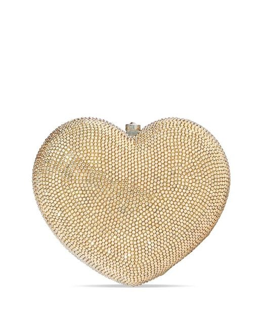 Judith Leiber Natural L'Amour Heart-Embellished Clutch Bag