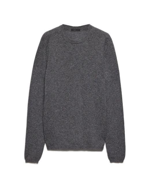 Prada Klassischer Kaschmirpullover in Gray für Herren