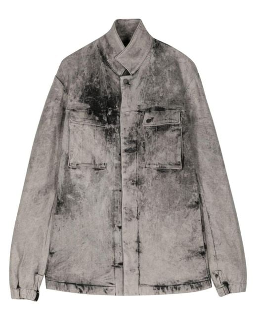 Boris Bidjan Saberi Acid-wash Cotton-blend Denim Jacket in het Gray voor heren