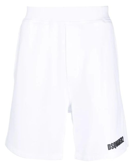 DSquared² White Debossed-Logo Bermuda Shorts for men