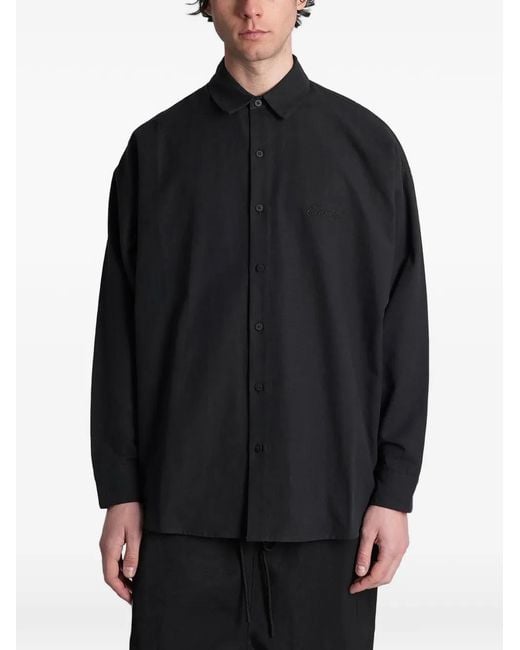 Fear Of God Black Logo-Embroidered Long-Sleeve Shirt for men