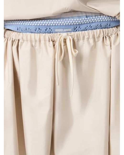 Miu Miu Natural Technical Pongé Miniskirt