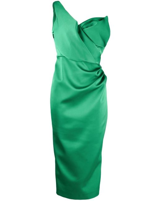 Rachel Gilbert Green Edan One-shoulder Midi Dress