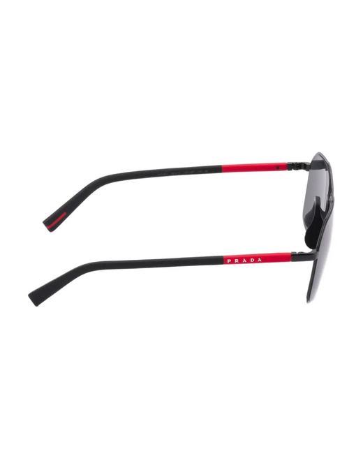 Prada Gray Linea Rossa Pilot-Frame Sunglasses for men