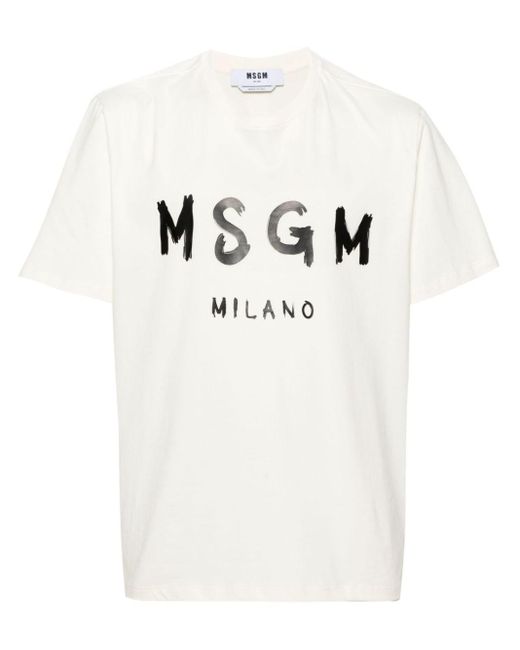 MSGM T-Shirt mit Logo-Print in White für Herren