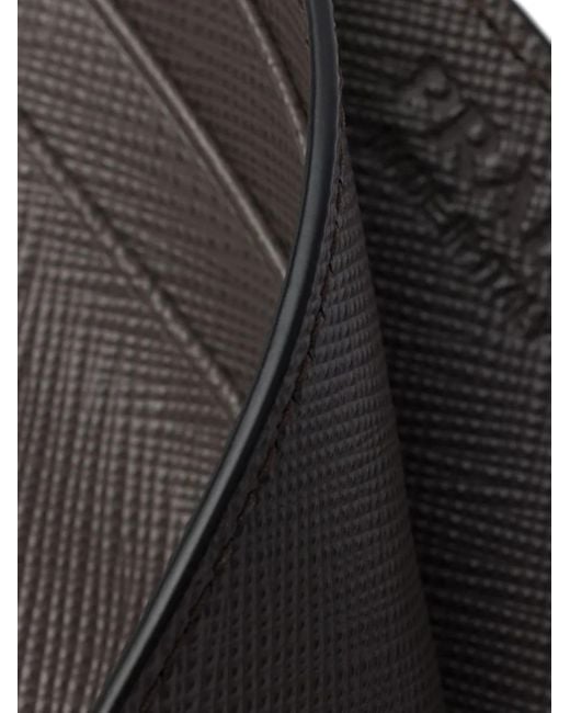 Prada Gray Textured Card Holder for men