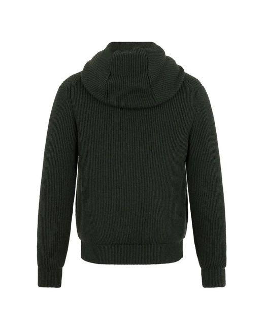 Moorer Green Zip Hooded Jacket for men