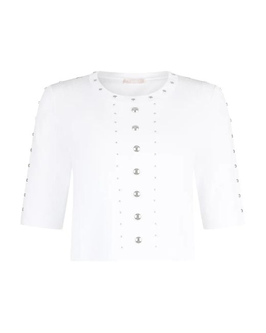 Liu Jo White Studded Knitted Top