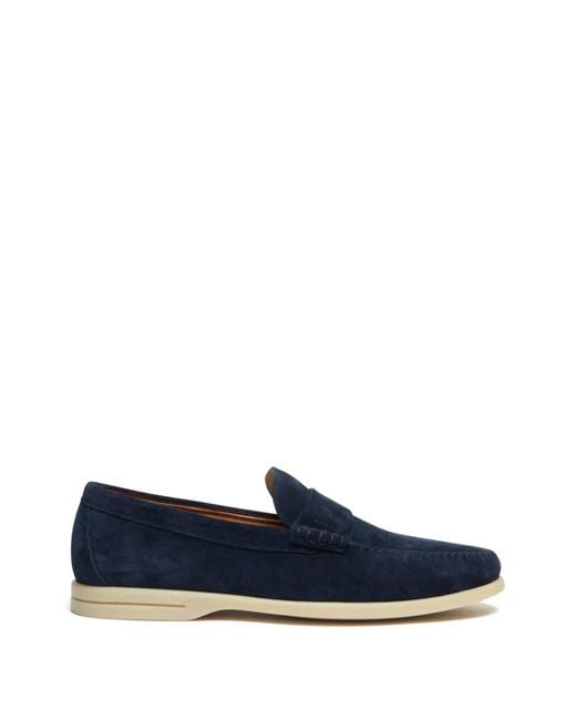 Bally Blue Switz Moc Suede Loafers for men