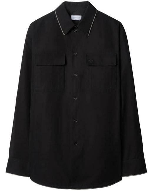 Off-White c/o Virgil Abloh Black Zip-Edge Cotton Shirt for men