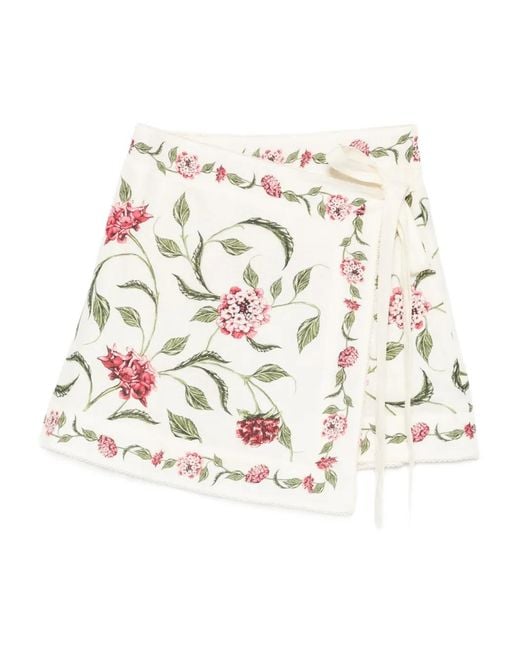 Agua Bendita White Luna Floral Skirt