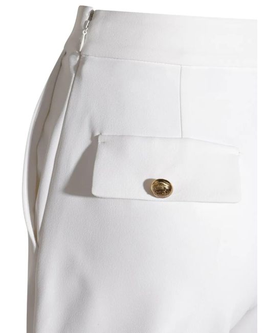 Pantalones capri con placa del logo Elisabetta Franchi de color White