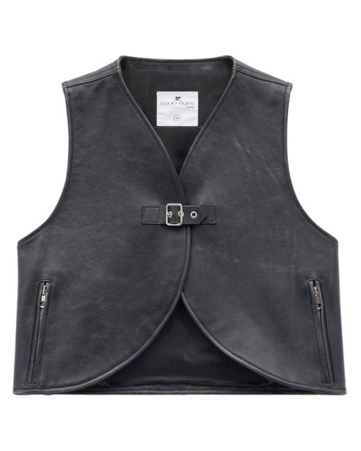 Courreges Black Ellipse Leather Vest for men