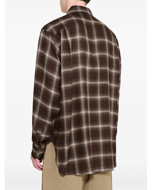 Ssstein Brown Check-Pattern Oversized Shirt for men