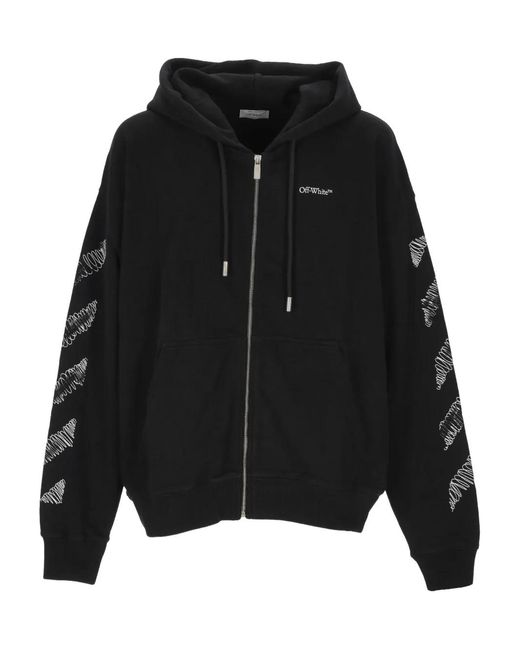 Off-White c/o Virgil Abloh Black Scribble-Print Zip-Up Hoodie for men