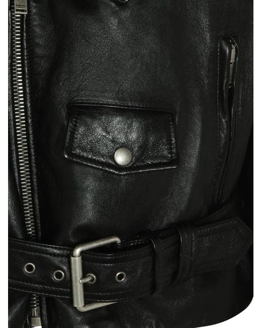 Saint Laurent Black Belted Biker Jacket