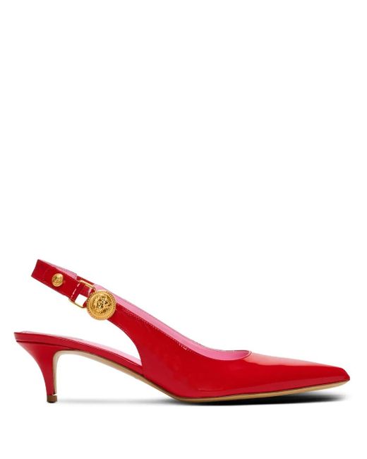 Balmain Eva エナメルレザー スリングバック パンプス Red