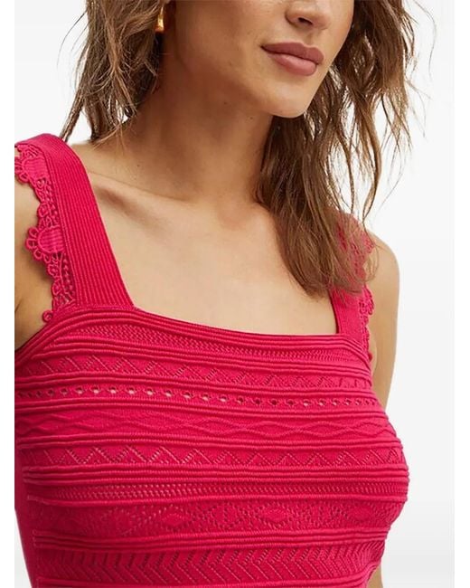 Top Con Cuello Cuadrado Morgan de color Red