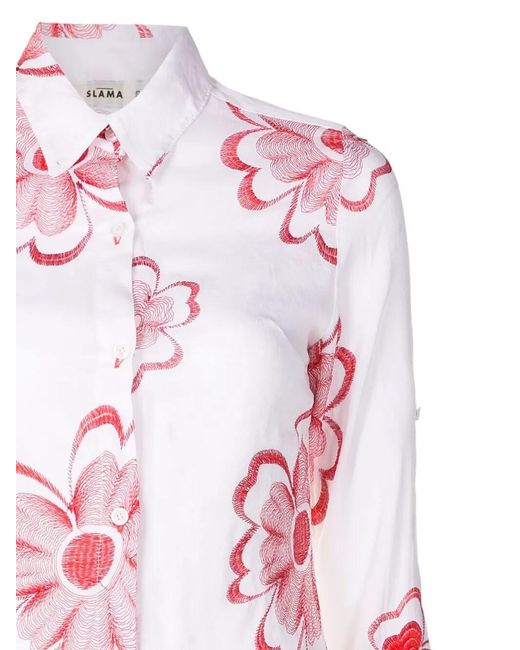 Amir Slama Floral-Embroidered Shirt Dress