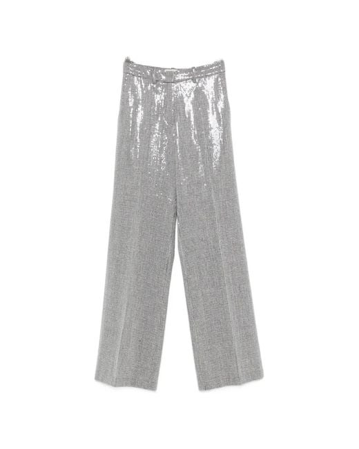 ERMANNO FIRENZE Gray Sequin-Embellished Houndstooth Trousers