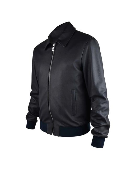 Billionaire Blue Veste En Cuir À Fermeture Zippée for men