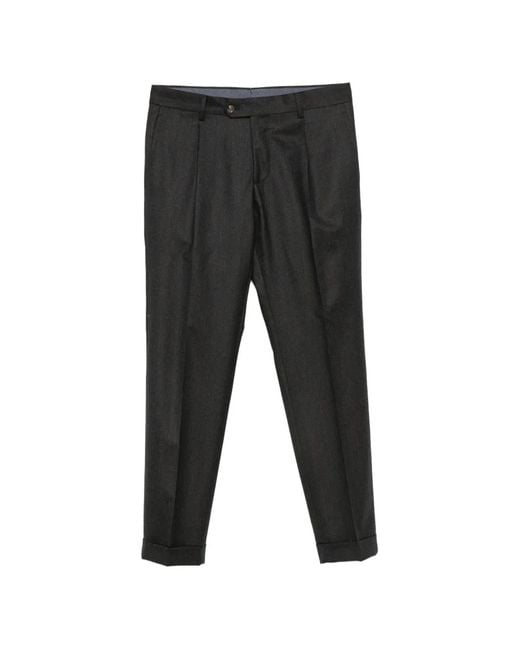 Barba Napoli Black Wool Trousers for men