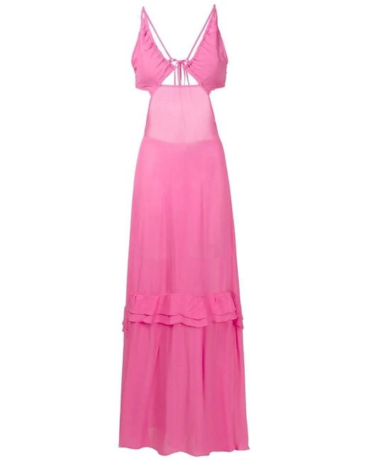 Amir Slama Pink Cut-Out Semi-Sheer Maxi Dress