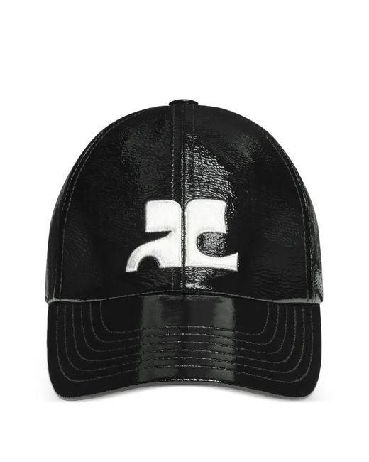 Courreges Black Cap With Vinyl Ac Logo