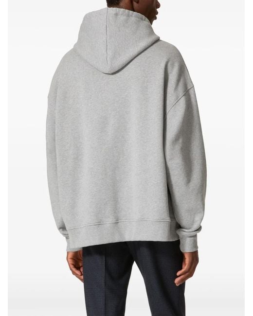 Valentino Garavani Gray V-Detail Hoodie for men