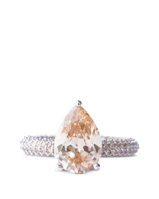 Izabel Display Mega Drop Peervormige Zirkonia Ring in het Brown