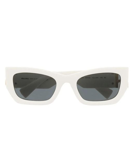 Miu Miu White Sonnenbrille Mit Eckigem Gestell