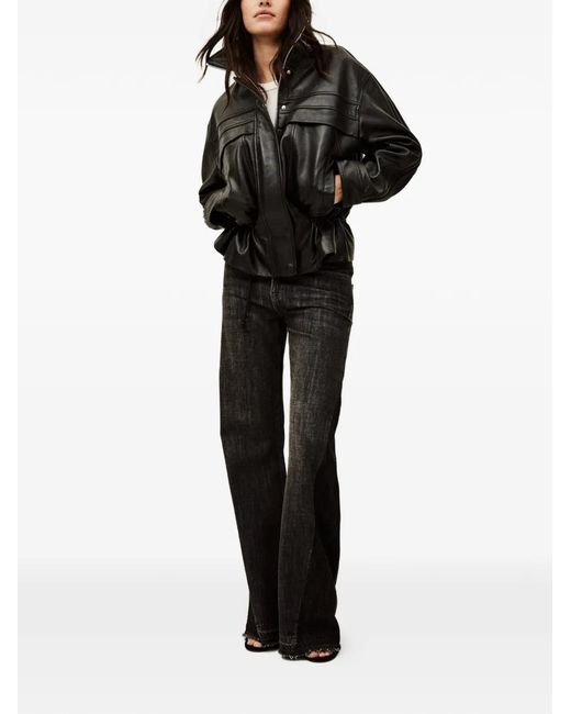 Ba&sh Black Kassia Peplum Leather Jacket