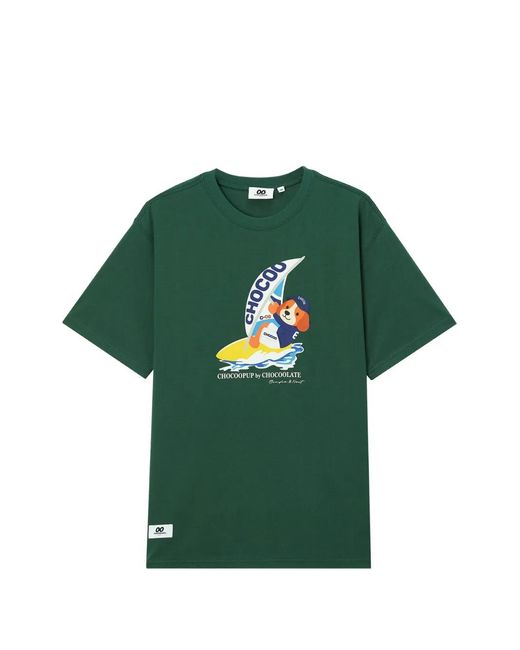 Chocoolate Green Graphic-Print T-Shirt for men