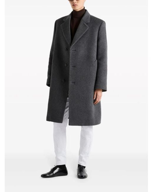 Prada Black Single-Breasted Wool Coat for men
